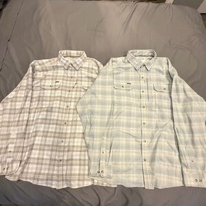 Lot Of 2 Poncho Flannel Shirts Magnetic Pockets Sz XXL Plaid Long Sleeve